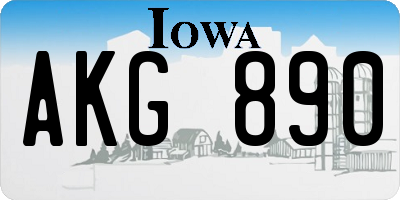 IA license plate AKG890