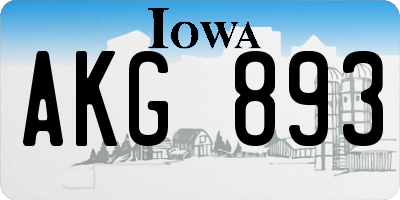 IA license plate AKG893