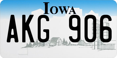 IA license plate AKG906