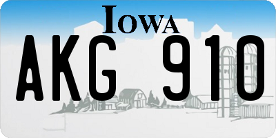 IA license plate AKG910