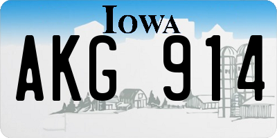 IA license plate AKG914