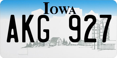 IA license plate AKG927