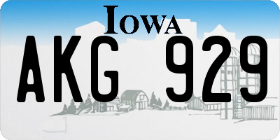 IA license plate AKG929