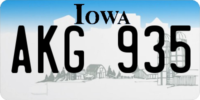 IA license plate AKG935