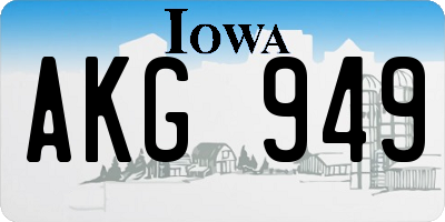 IA license plate AKG949