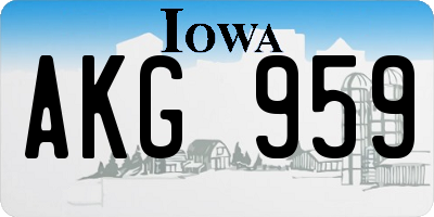 IA license plate AKG959