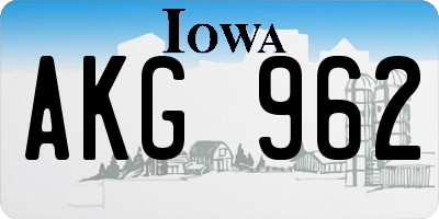 IA license plate AKG962