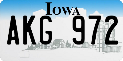 IA license plate AKG972