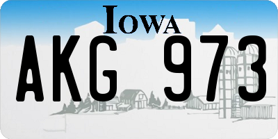 IA license plate AKG973