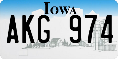 IA license plate AKG974