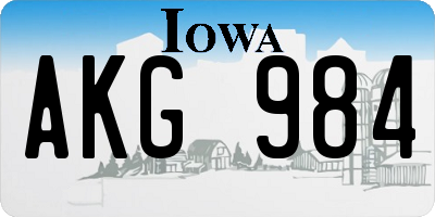 IA license plate AKG984