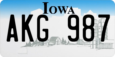 IA license plate AKG987