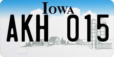 IA license plate AKH015