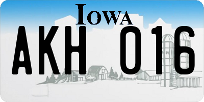 IA license plate AKH016