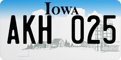 IA license plate AKH025