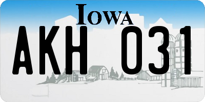 IA license plate AKH031