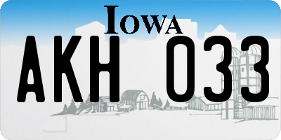 IA license plate AKH033