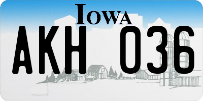 IA license plate AKH036