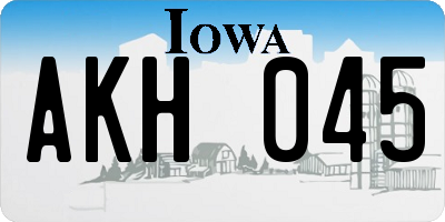 IA license plate AKH045