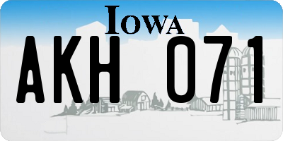 IA license plate AKH071