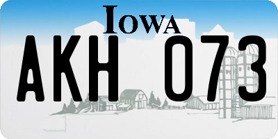 IA license plate AKH073