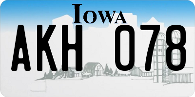 IA license plate AKH078