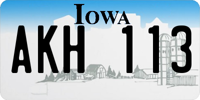 IA license plate AKH113