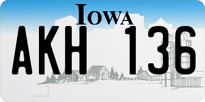 IA license plate AKH136
