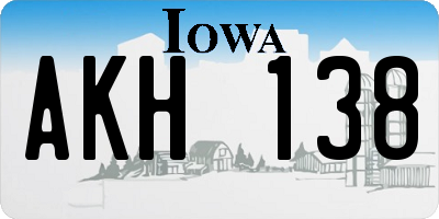 IA license plate AKH138