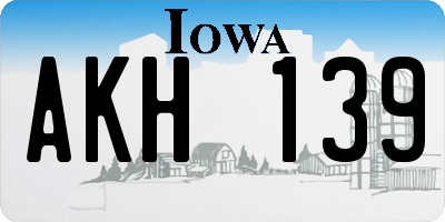 IA license plate AKH139