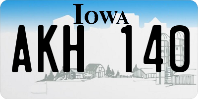 IA license plate AKH140