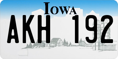 IA license plate AKH192