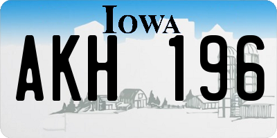 IA license plate AKH196