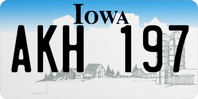 IA license plate AKH197