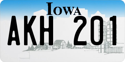 IA license plate AKH201