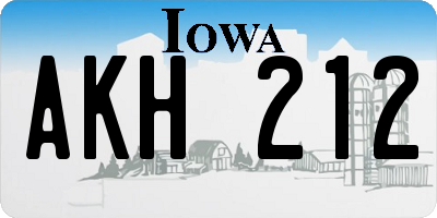 IA license plate AKH212