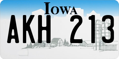 IA license plate AKH213