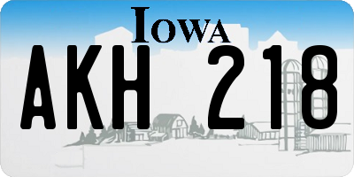 IA license plate AKH218