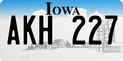 IA license plate AKH227