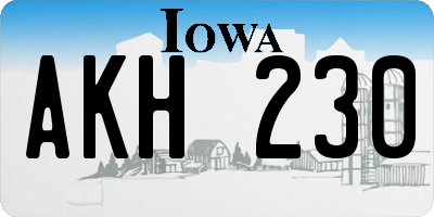 IA license plate AKH230