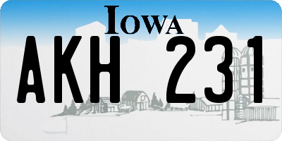 IA license plate AKH231