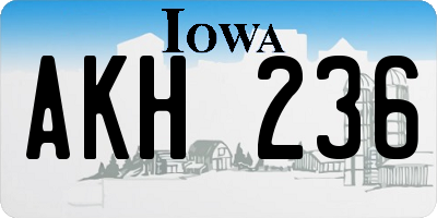 IA license plate AKH236