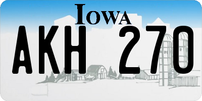 IA license plate AKH270