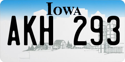 IA license plate AKH293