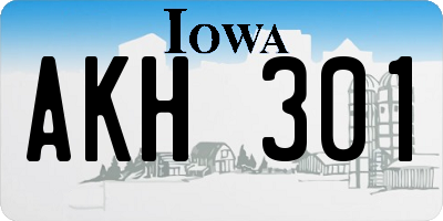 IA license plate AKH301