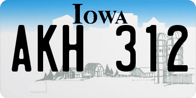 IA license plate AKH312