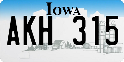 IA license plate AKH315