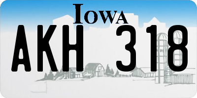 IA license plate AKH318