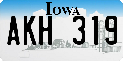 IA license plate AKH319