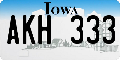IA license plate AKH333